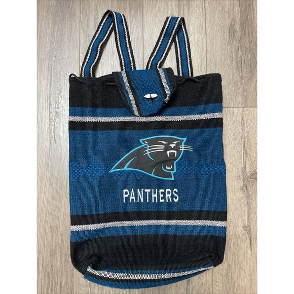 NFL Carolina Panthers Bucket‎ Bag Drawstring Woven Mexican Style Bookbag Tote - Picture 1 of 6